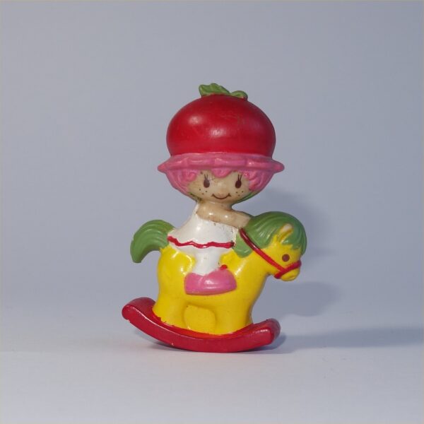 Strawberry Shortcake 1982 Cherry Cuddler on a Rocking Horse PVC Figurine