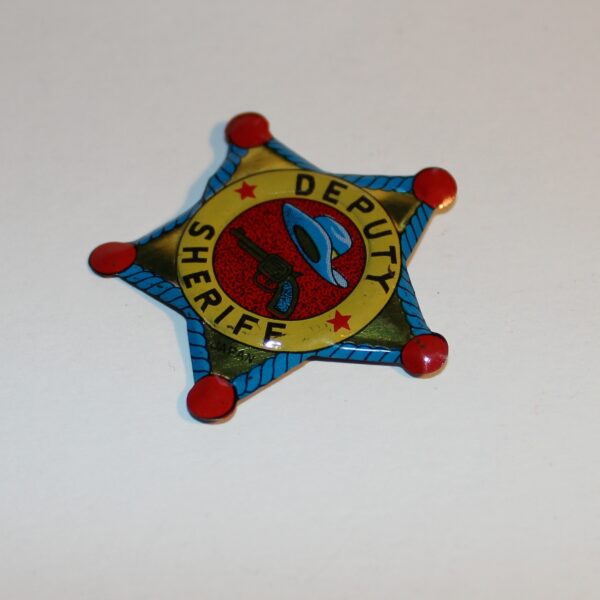 Vintage Japan Lapel Pin Badge Party Favour Show Bag Cowboy Deputy Sheriff Star Image
