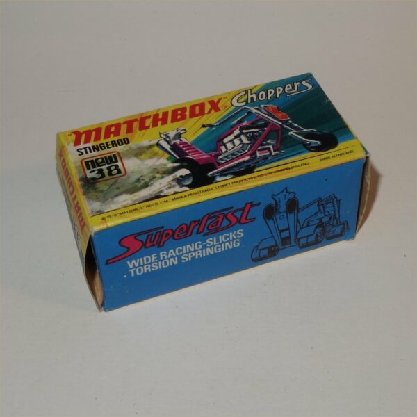 Matchbox Lesney 38e Stingaroo Motorcycle Choppers Superfast 1973 Mint in Original Box